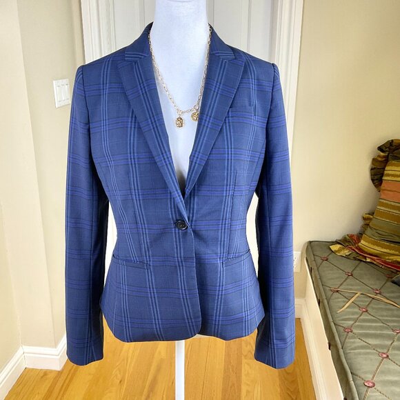 Banana Republic Blazer Plaid Wool Blend Blue Black Marzotto Classic 2018 (6) - Picture 1 of 9